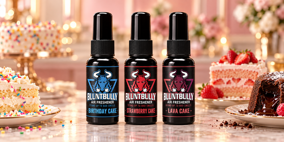 BluntBully Birthday Cake, Strawberry Cake, Lava Cake — new bottle design
