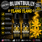 BluntBully Ylang Ylang air freshener illustrated scent card with individual scent label on the bottles