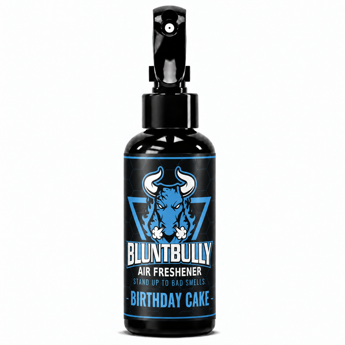 BluntBully Birthday Cake air freshener 4 oz black spray bottle with individual scent label