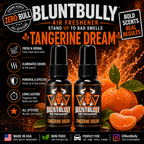BluntBully Tangerine Dream air freshener illustrated scent card with individual scent label on the bottles