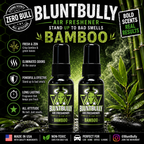 BluntBully Bamboo air freshener illustrated scent card with individual scent label on the bottles