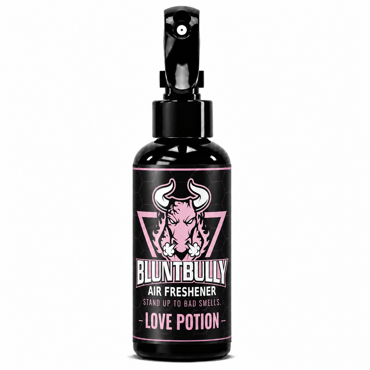 BluntBully Love Potion air freshener 4 oz black spray bottle with individual scent label
