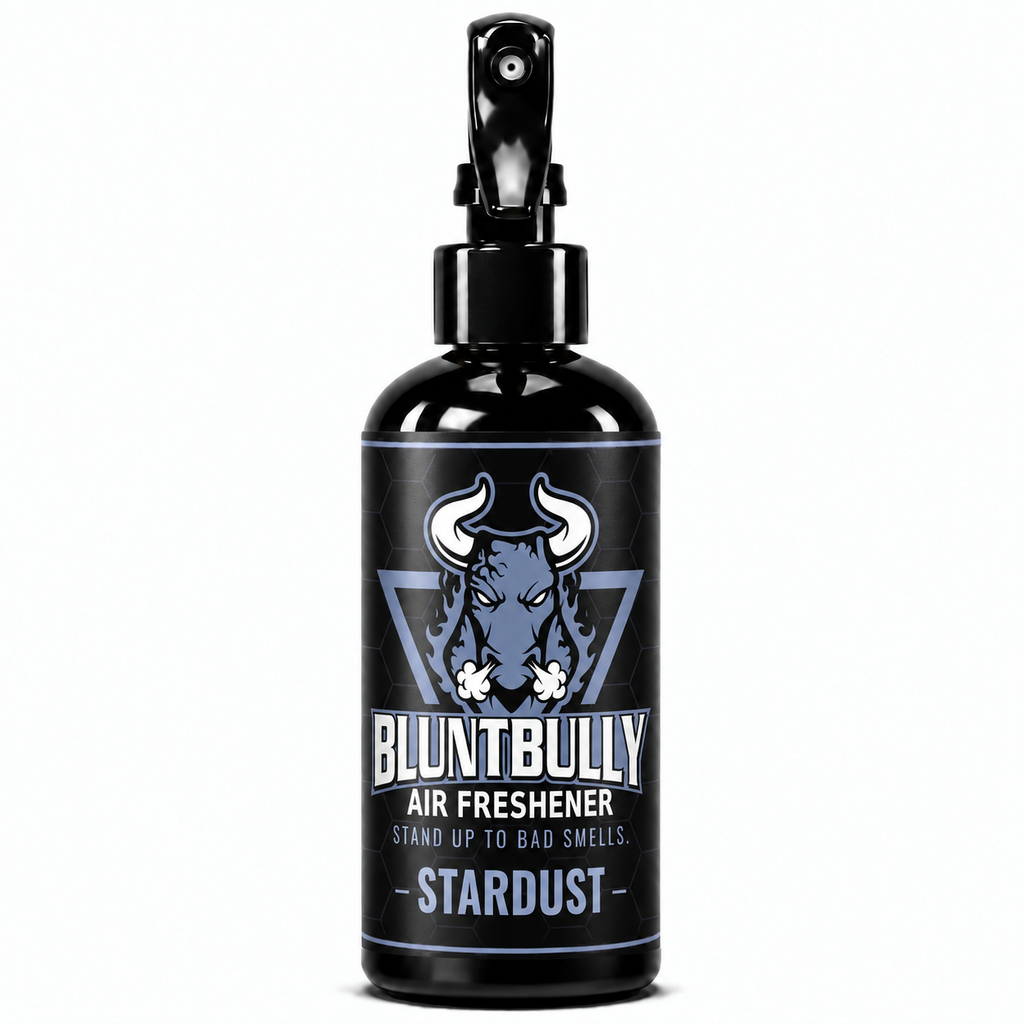 BluntBully Stardust air freshener 8 oz black spray bottle with individual scent label