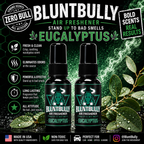 BluntBully Eucalyptus air freshener illustrated scent card with individual scent label on the bottles