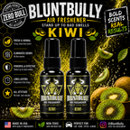 BluntBully Kiwi air freshener illustrated scent card with individual scent label on the bottles