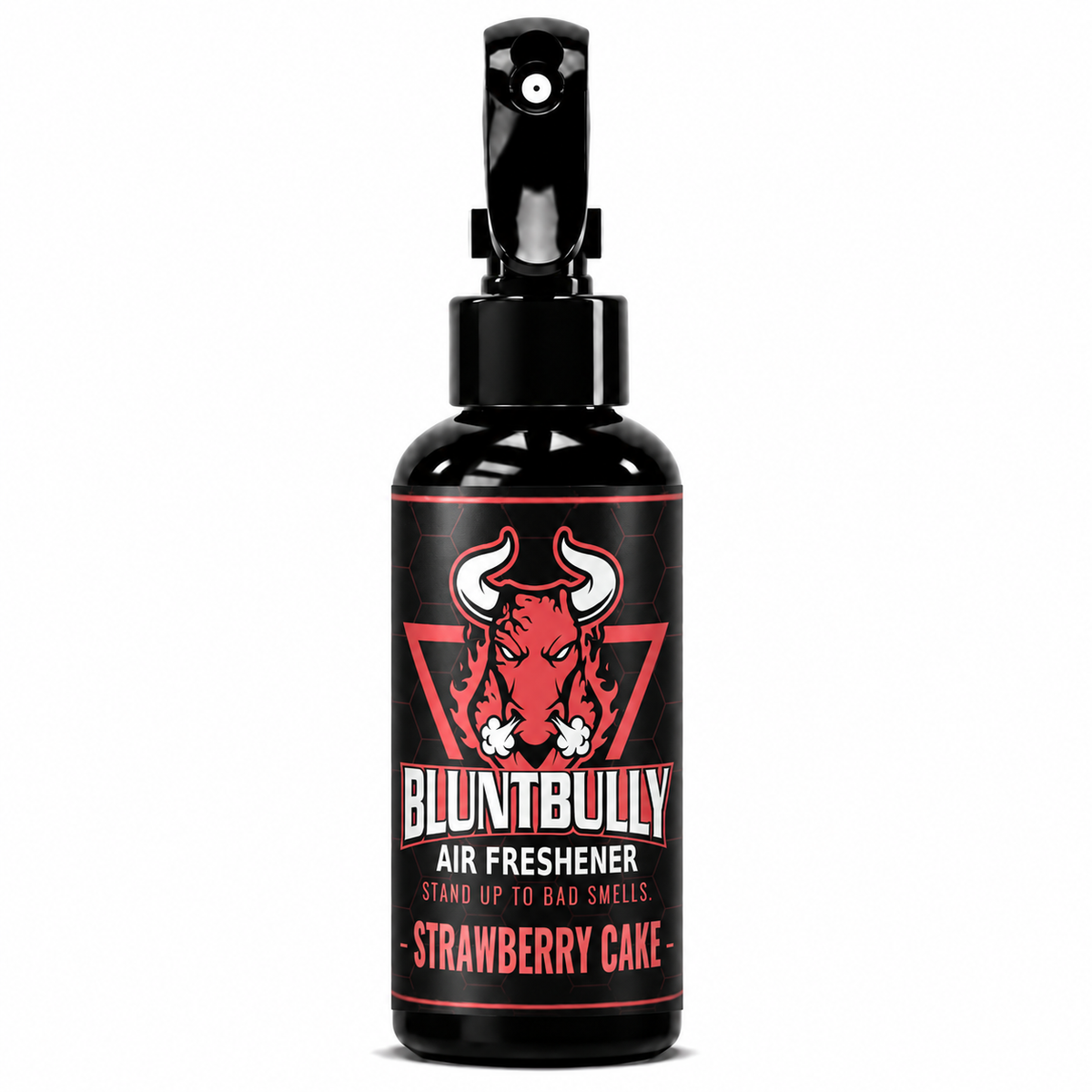 BluntBully Strawberry Cake air freshener 4 oz black spray bottle with individual scent label