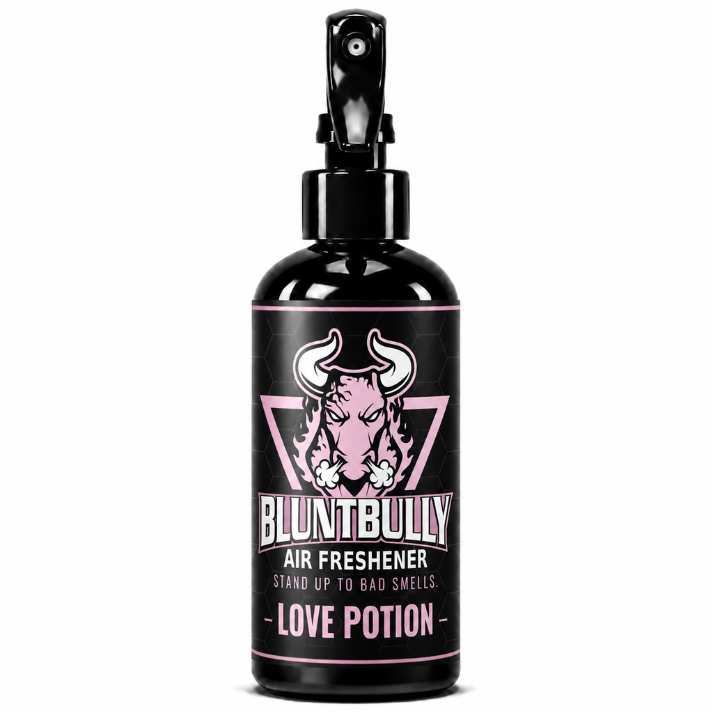 BluntBully Love Potion air freshener 8 oz black spray bottle with individual scent label