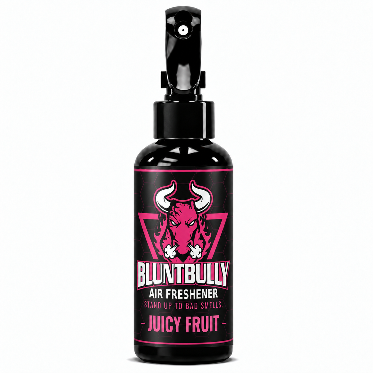 BluntBully Juicy Fruit air freshener 4 oz black spray bottle with individual scent label
