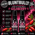 BluntBully Goji Berry air freshener illustrated scent card with individual scent label on the bottles