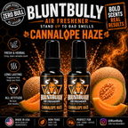 BluntBully Cannalope Haze air freshener illustrated scent card with individual scent label on the bottles