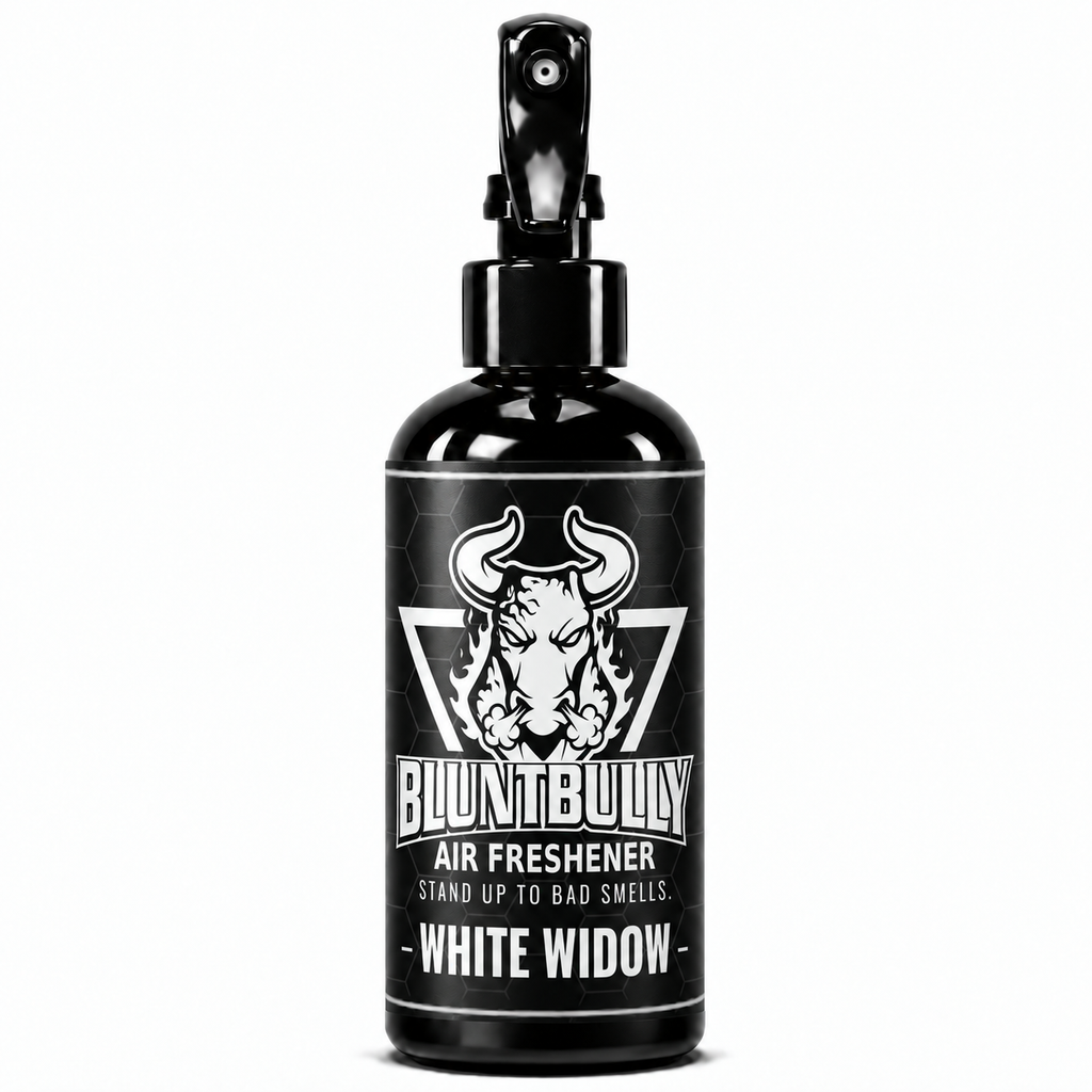 BluntBully White Widow air freshener 8 oz black spray bottle with individual scent label