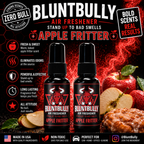 BluntBully Apple Fritter air freshener illustrated scent card with individual scent label on the bottles