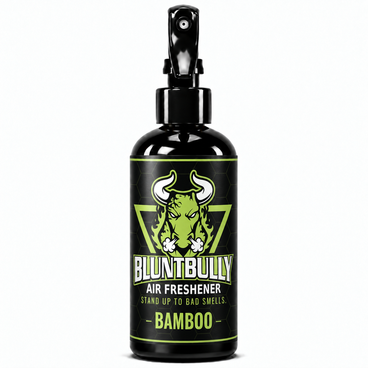 BluntBully Bamboo air freshener 8 oz black spray bottle with individual scent label