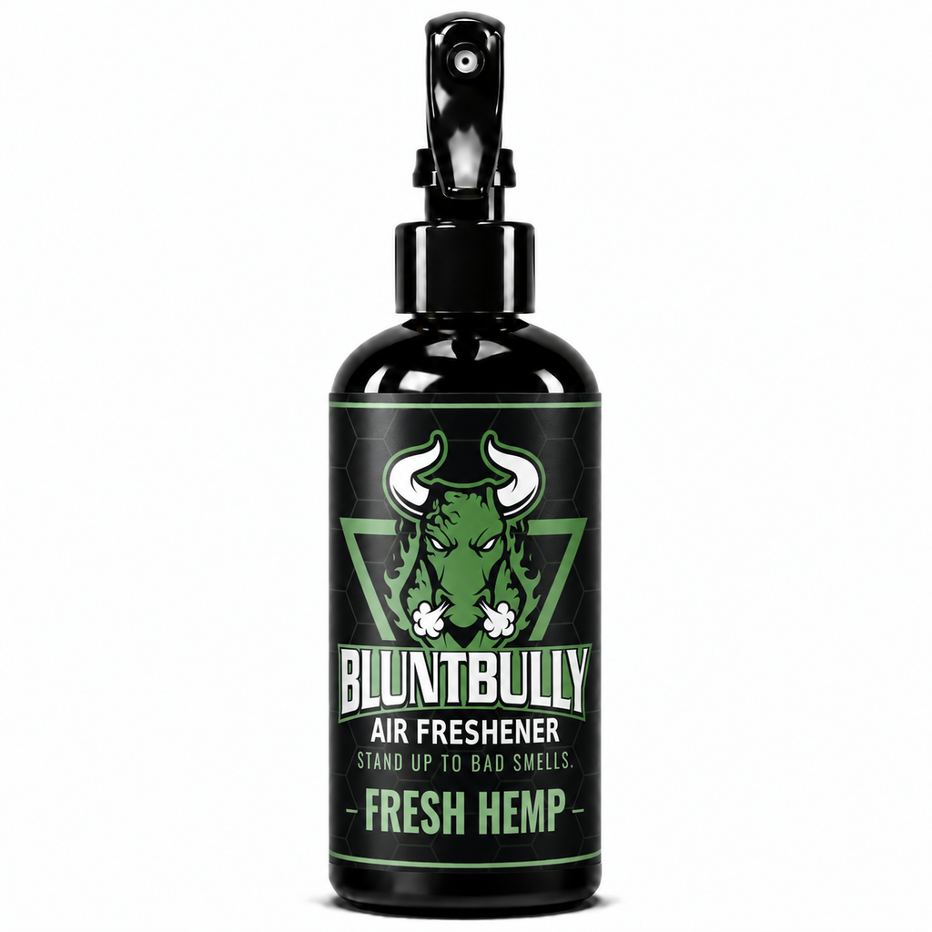 BluntBully Fresh Hemp air freshener 8 oz black spray bottle with individual scent label