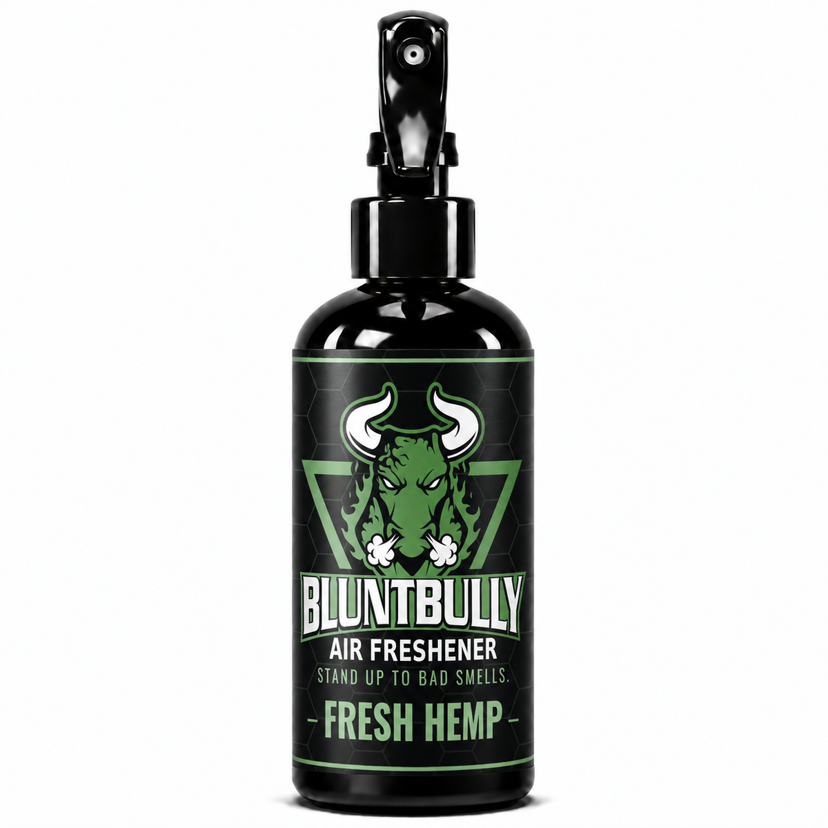 BluntBully Fresh Hemp air freshener 8 oz black spray bottle with individual scent label