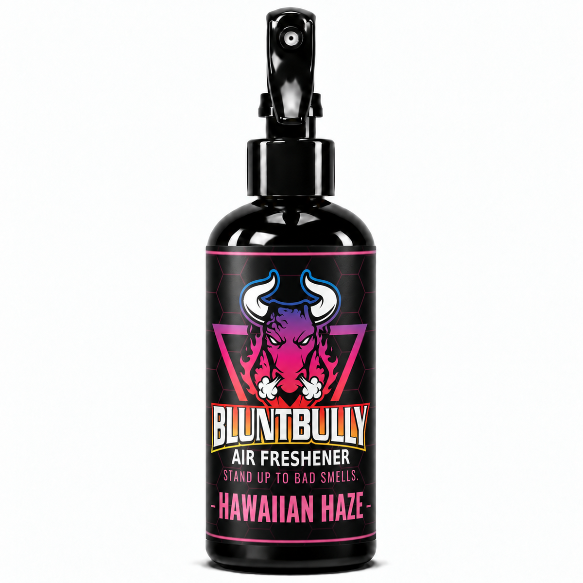 BluntBully Hawaiian Haze air freshener 8 oz black spray bottle with individual scent label