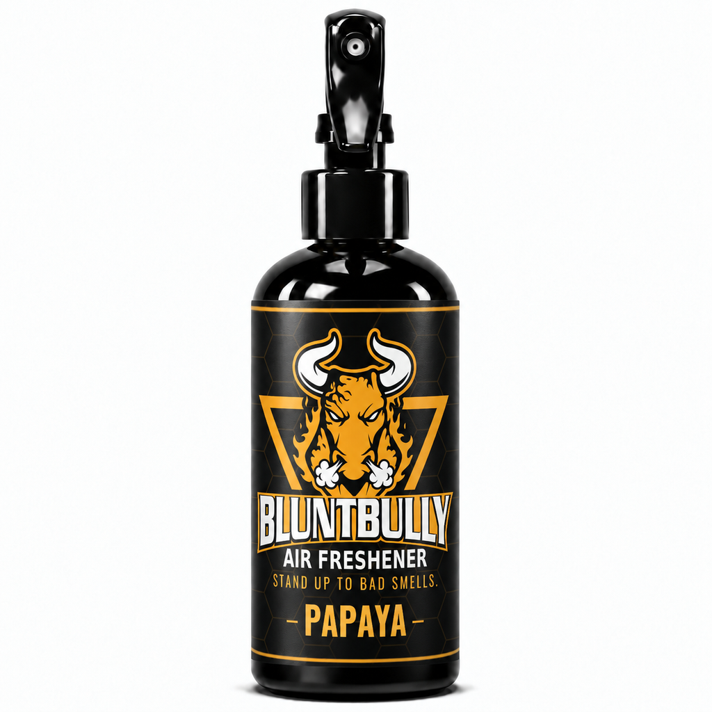 BluntBully Papaya air freshener 8 oz black spray bottle with individual scent label