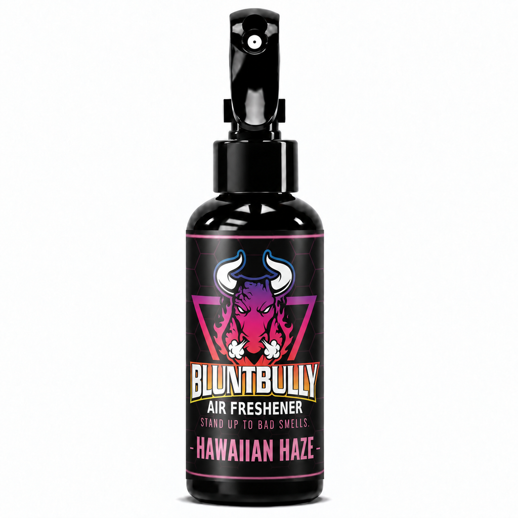 BluntBully Hawaiian Haze air freshener 4 oz black spray bottle with individual scent label
