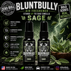 BluntBully Sage air freshener illustrated scent card with individual scent label on the bottles