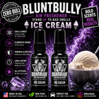 BluntBully Ice Cream air freshener illustrated scent card with individual scent label on the bottles
