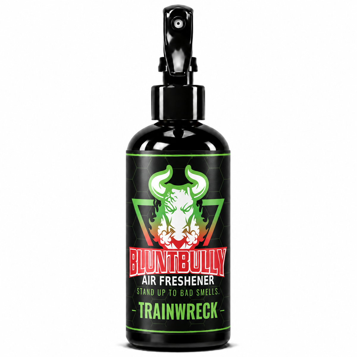 BluntBully Trainwreck air freshener 8 oz black spray bottle with individual scent label