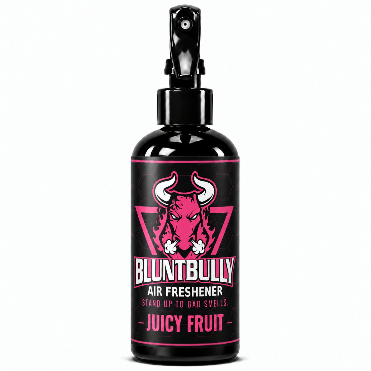BluntBully Juicy Fruit air freshener 8 oz black spray bottle with individual scent label