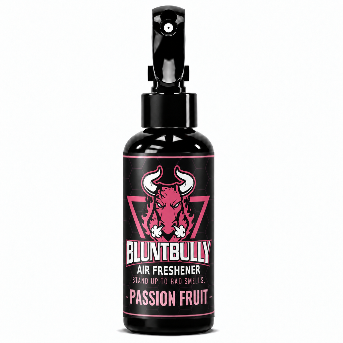 BluntBully Passion Fruit air freshener 4 oz black spray bottle with individual scent label