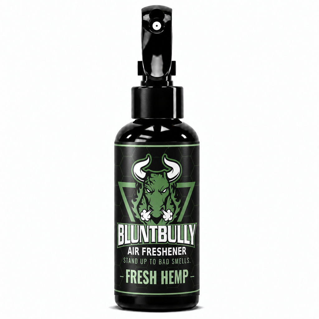 BluntBully Fresh Hemp air freshener 4 oz black spray bottle with individual scent label