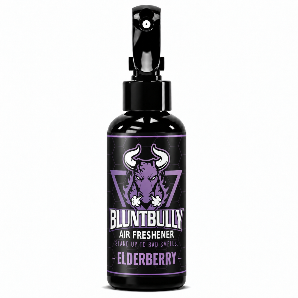 BluntBully Elderberry air freshener 4 oz black spray bottle with individual scent label