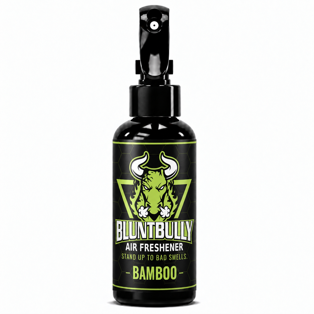 BluntBully Bamboo air freshener 4 oz black spray bottle with individual scent label