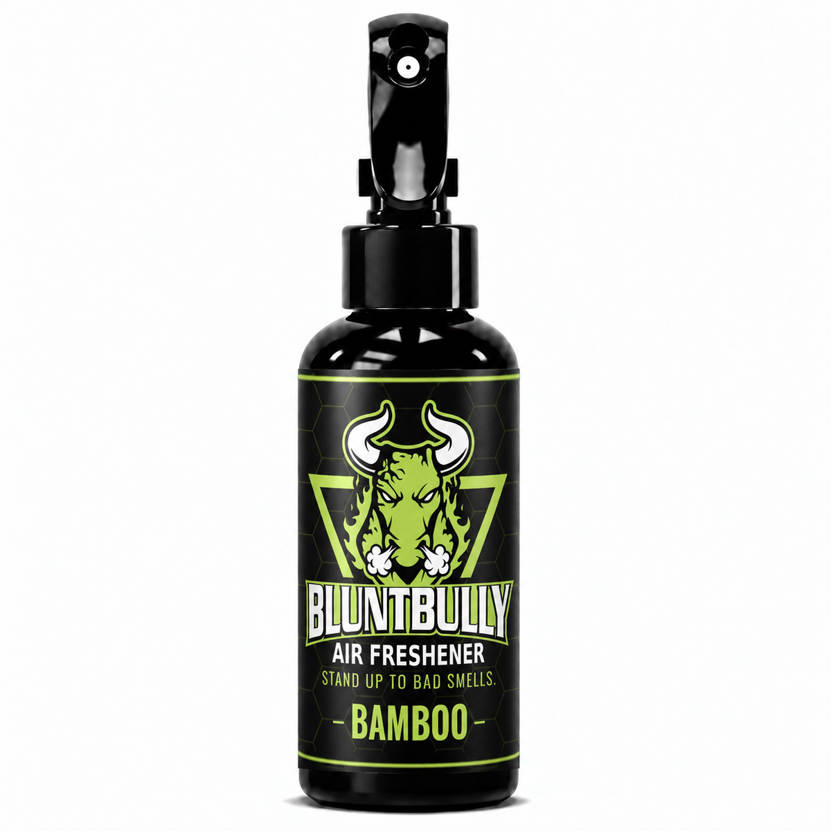 BluntBully Bamboo air freshener 4 oz black spray bottle with individual scent label