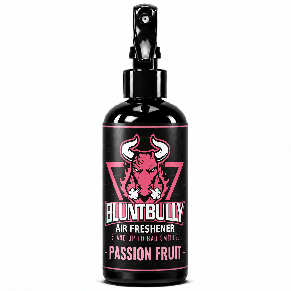 BluntBully Passion Fruit air freshener 8 oz black spray bottle with individual scent label
