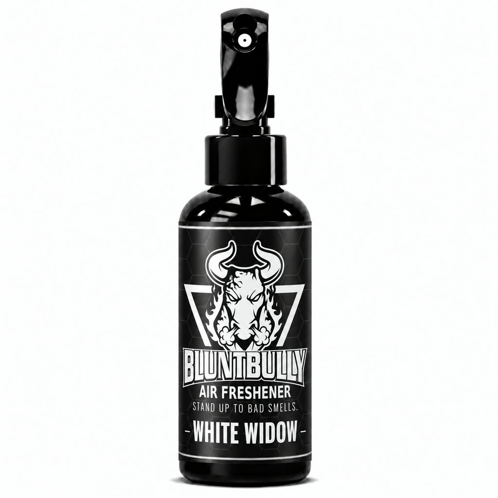 BluntBully White Widow air freshener 4 oz black spray bottle with individual scent label
