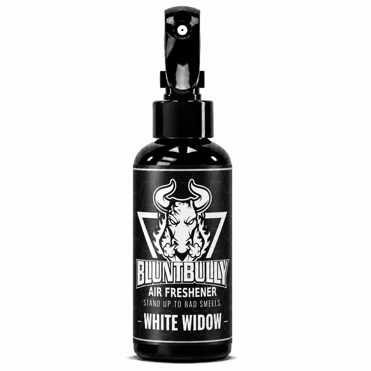 BluntBully White Widow air freshener 4 oz black spray bottle with individual scent label