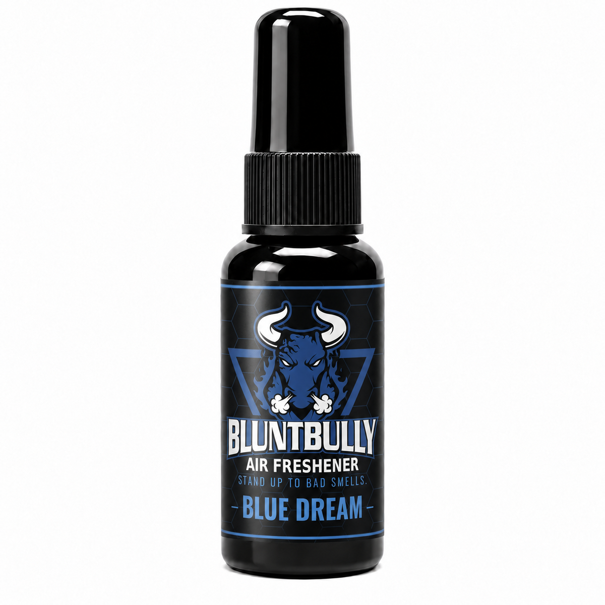 BluntBully Blue Dream air freshener 1 oz and 1.5 oz black spray bottle with individual scent label