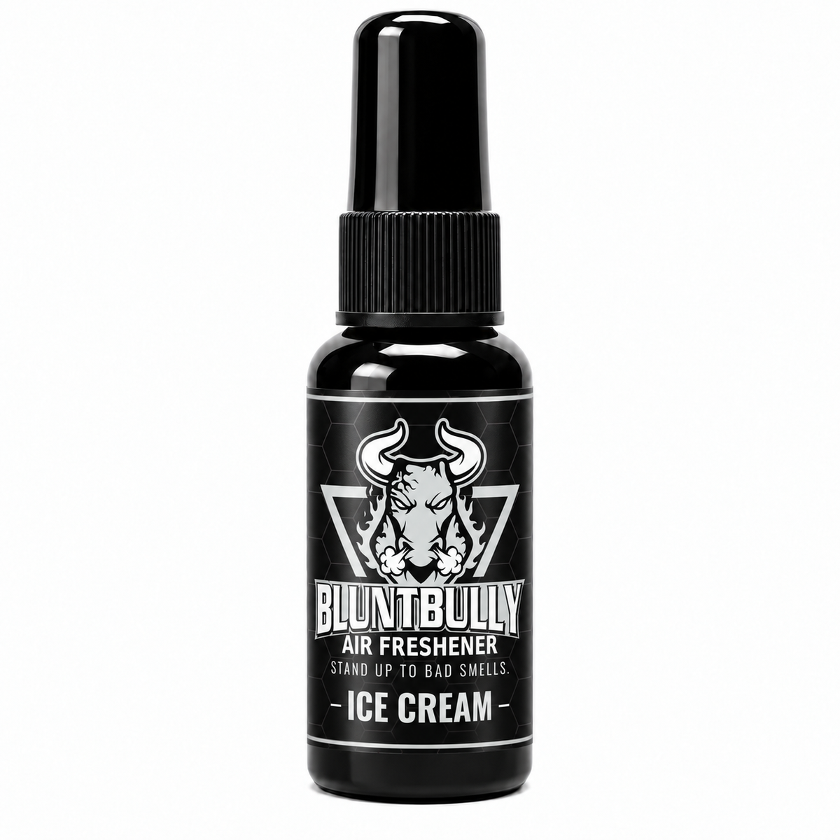 BluntBully Ice Cream air freshener 1 oz and 1.5 oz black spray bottle with individual scent label