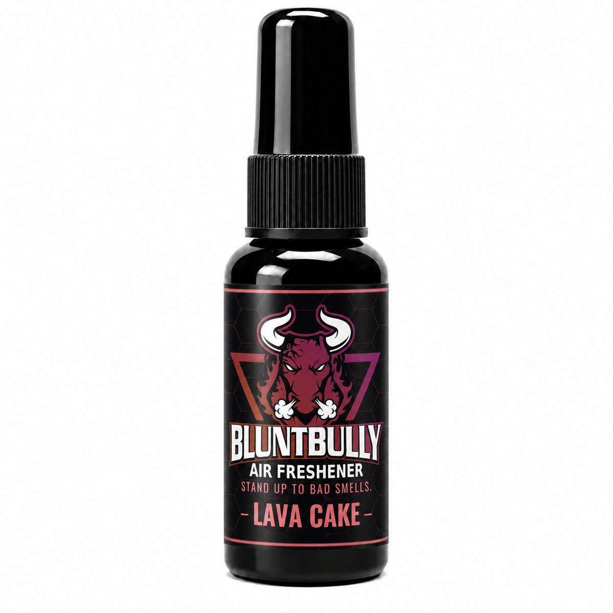 BluntBully Lava Cake air freshener 1 oz and 1.5 oz black spray bottle with individual scent label