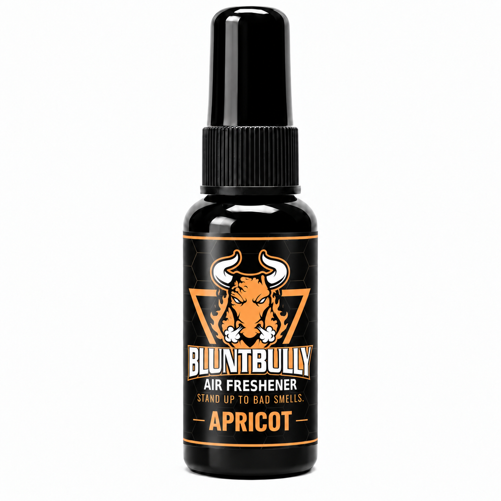 Blunt Bully Apricot air freshener spray bottle — new label mockup