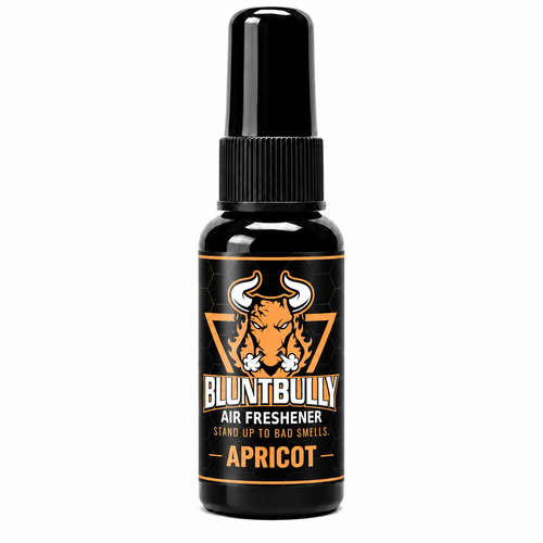 Blunt Bully Apricot air freshener spray bottle — new label mockup