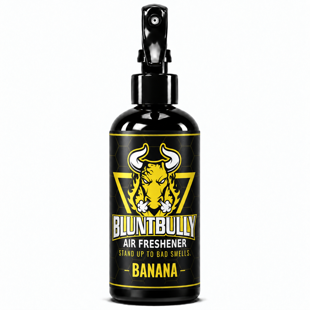 BluntBully Banana air freshener 8 oz black spray bottle with individual scent label