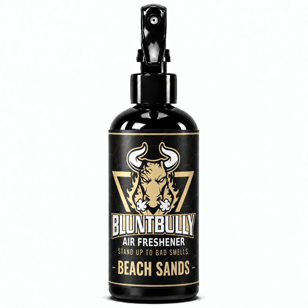 BluntBully Beach Sands air freshener 8 oz black spray bottle with individual scent label