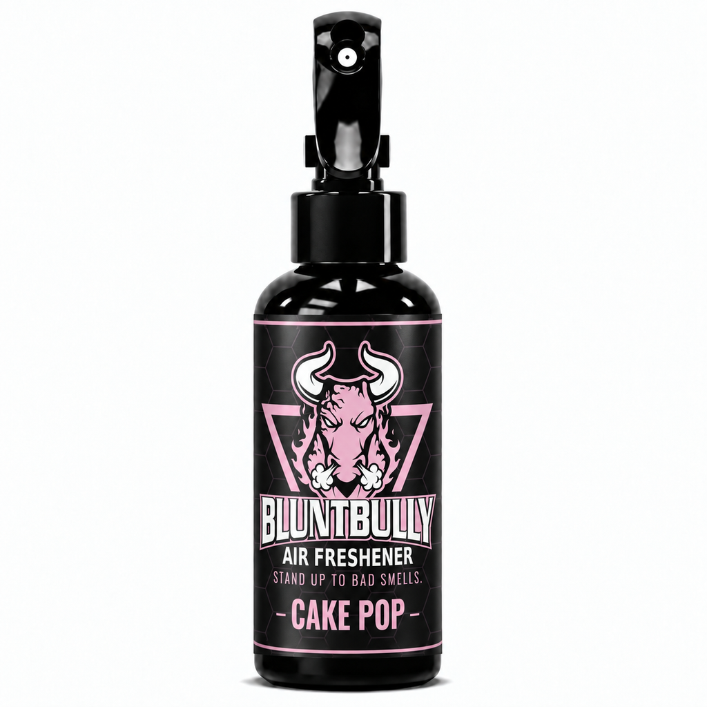 BluntBully Cake Pop air freshener 4 oz black spray bottle with individual scent label