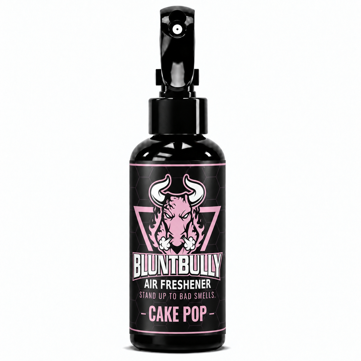 BluntBully Cake Pop air freshener 4 oz black spray bottle with individual scent label