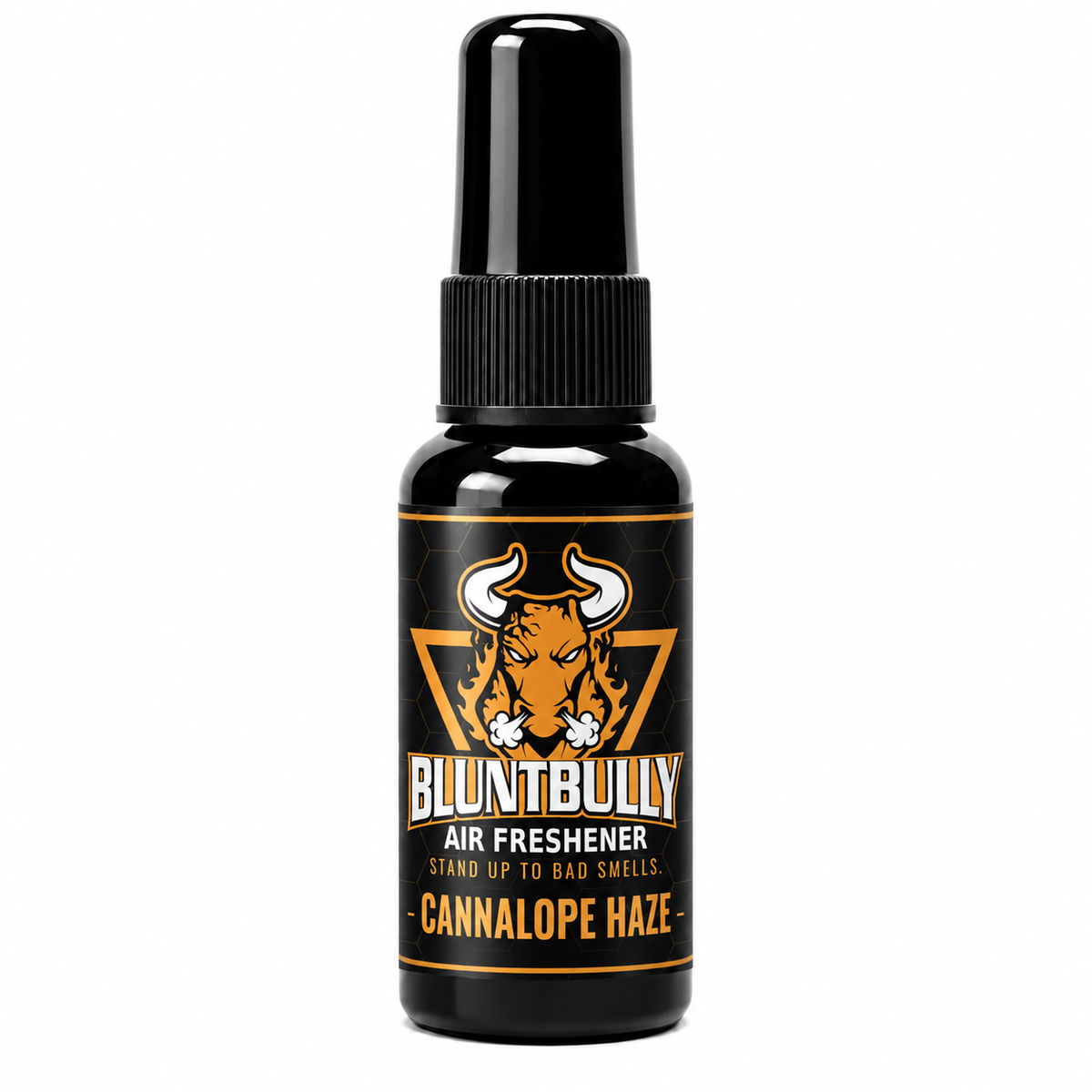 BluntBully Cannalope Haze air freshener 1 oz and 1.5 oz black spray bottle with individual scent label