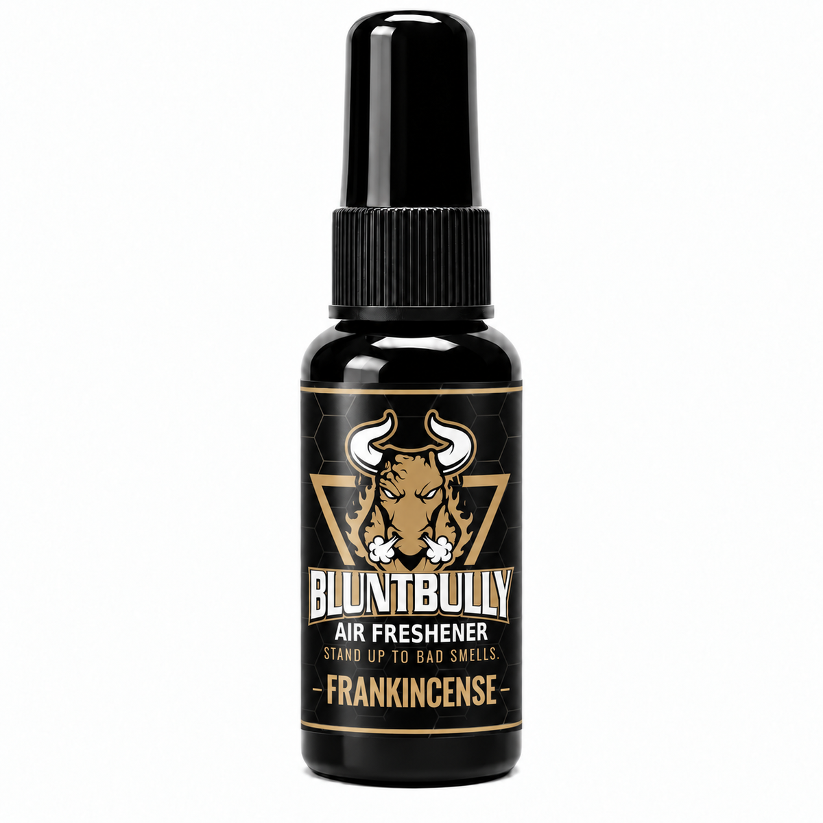 Blunt Bully Frankincense air freshener spray bottle — new label mockup