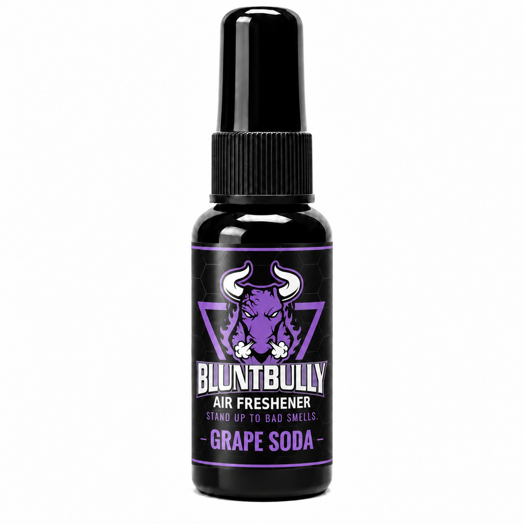 Blunt Bully Grape Soda air freshener spray bottle — new label mockup