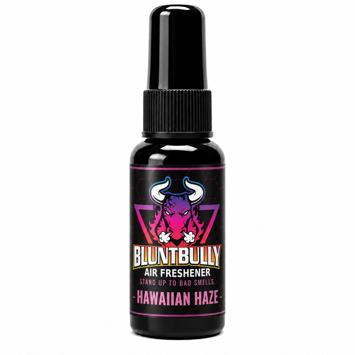 BluntBully Hawaiian Haze air freshener 1 oz and 1.5 oz black spray bottle with individual scent label