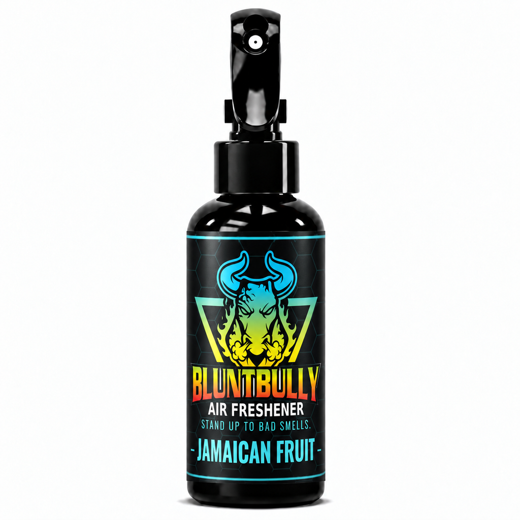 BluntBully Jamaican Fruit air freshener 4 oz black spray bottle with individual scent label