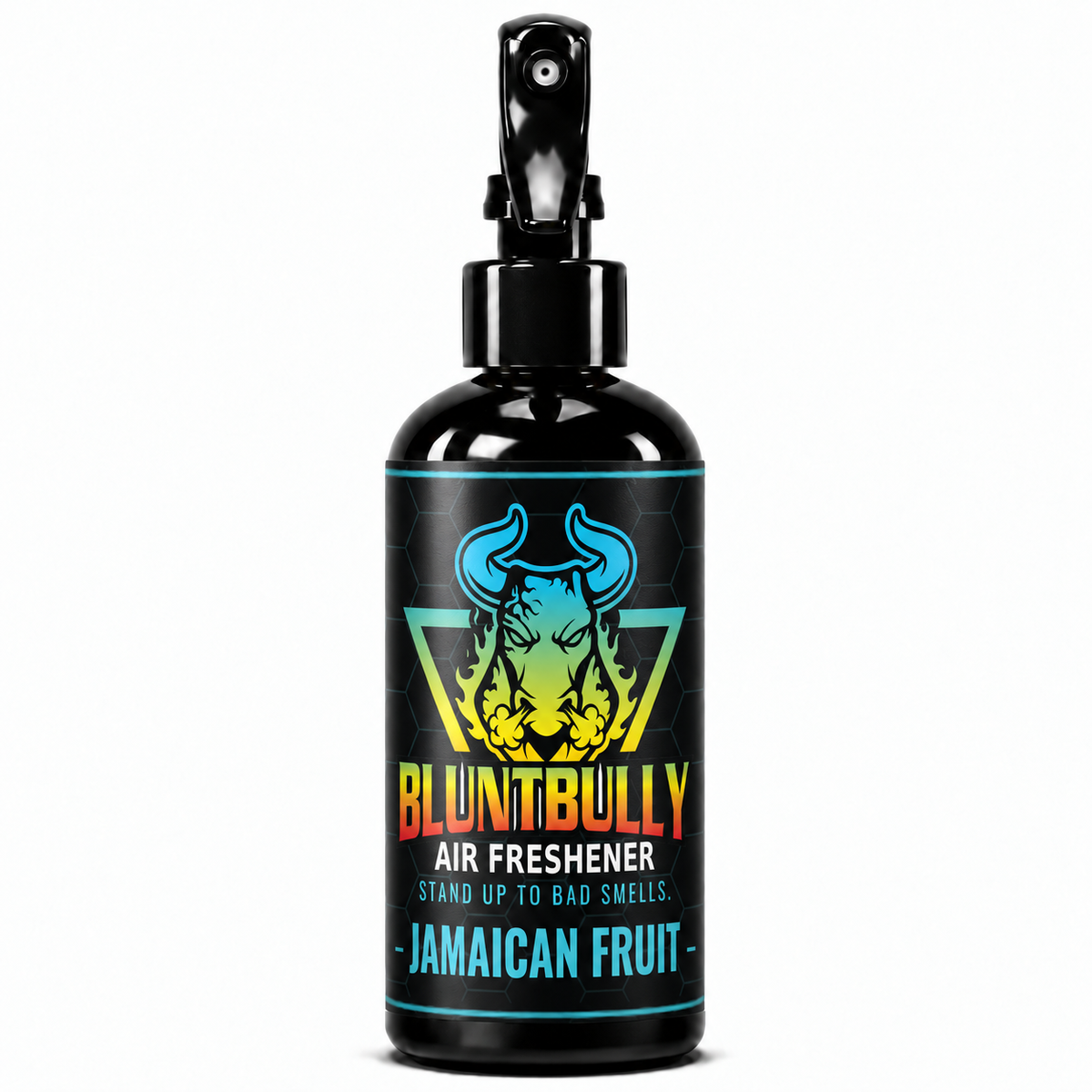 BluntBully Jamaican Fruit air freshener 8 oz black spray bottle with individual scent label