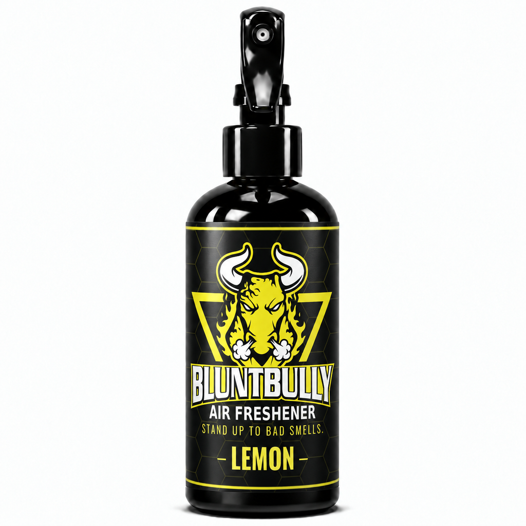 BluntBully Lemon air freshener 8 oz black spray bottle with individual scent label
